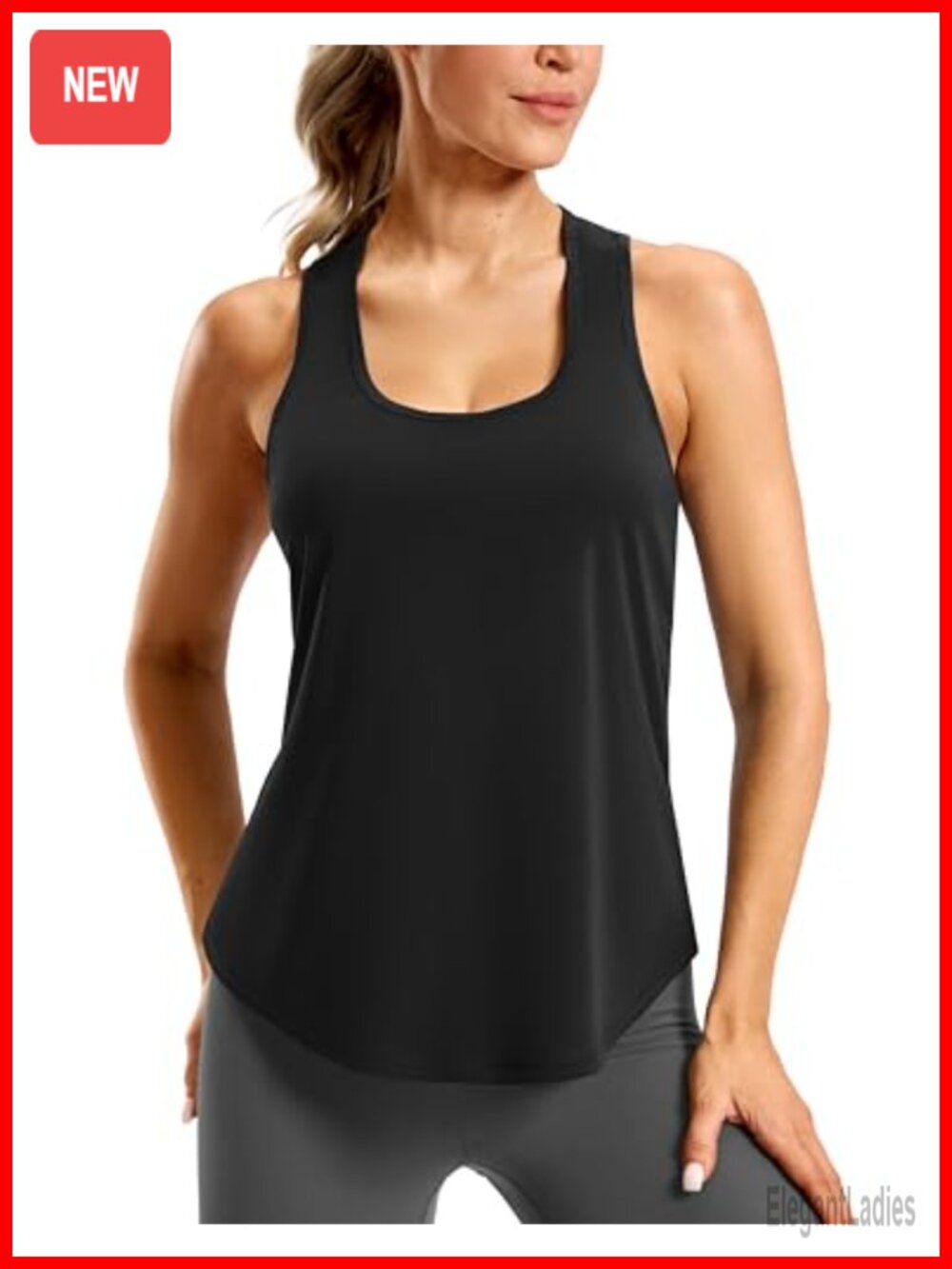 SANTINY Women's Racerback Workout Tank Top Scoop Neck Athletic Gym Shirt